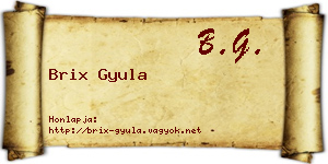 Brix Gyula névjegykártya